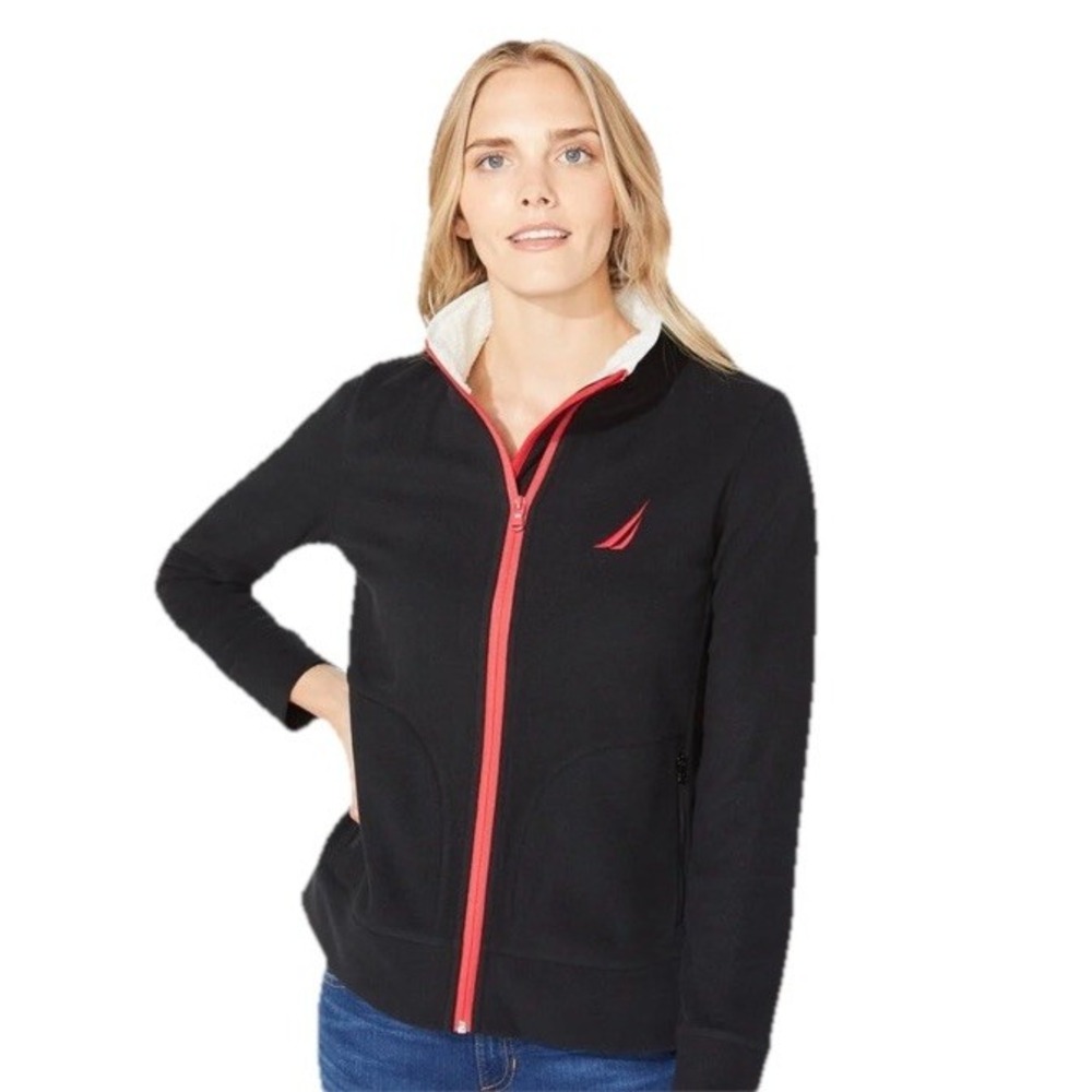 Nautica Blue Fleece‎ Long Sleeve Full Zip Sweater Size Large
